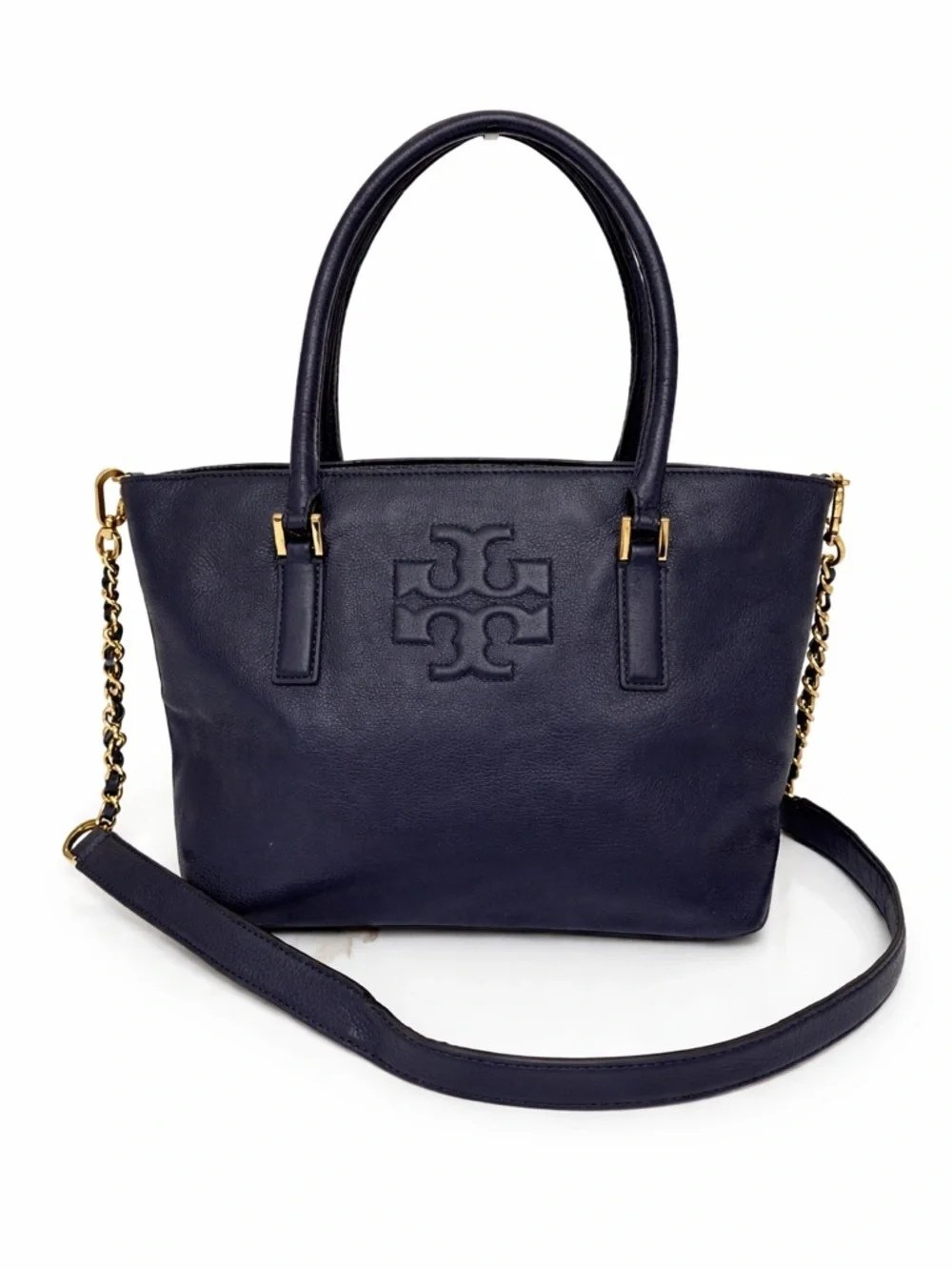 Tory Burch Navy Pebbled Leather shoulder Bag Crossbody Bag